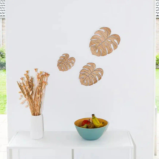 Monstera-blad - Eikenhout - 3 verschillende maten