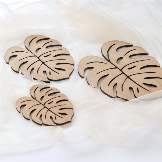 Monstera-blad - Eikenhout - 3 verschillende maten