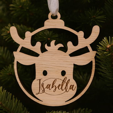 Kerstbal - Rendier 12x11 cm.