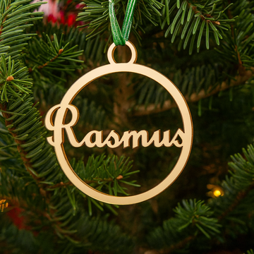 Kerstbal - Uitgesneden naam - Ø8 cm