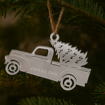 Kerstbal - Auto met kerstboom