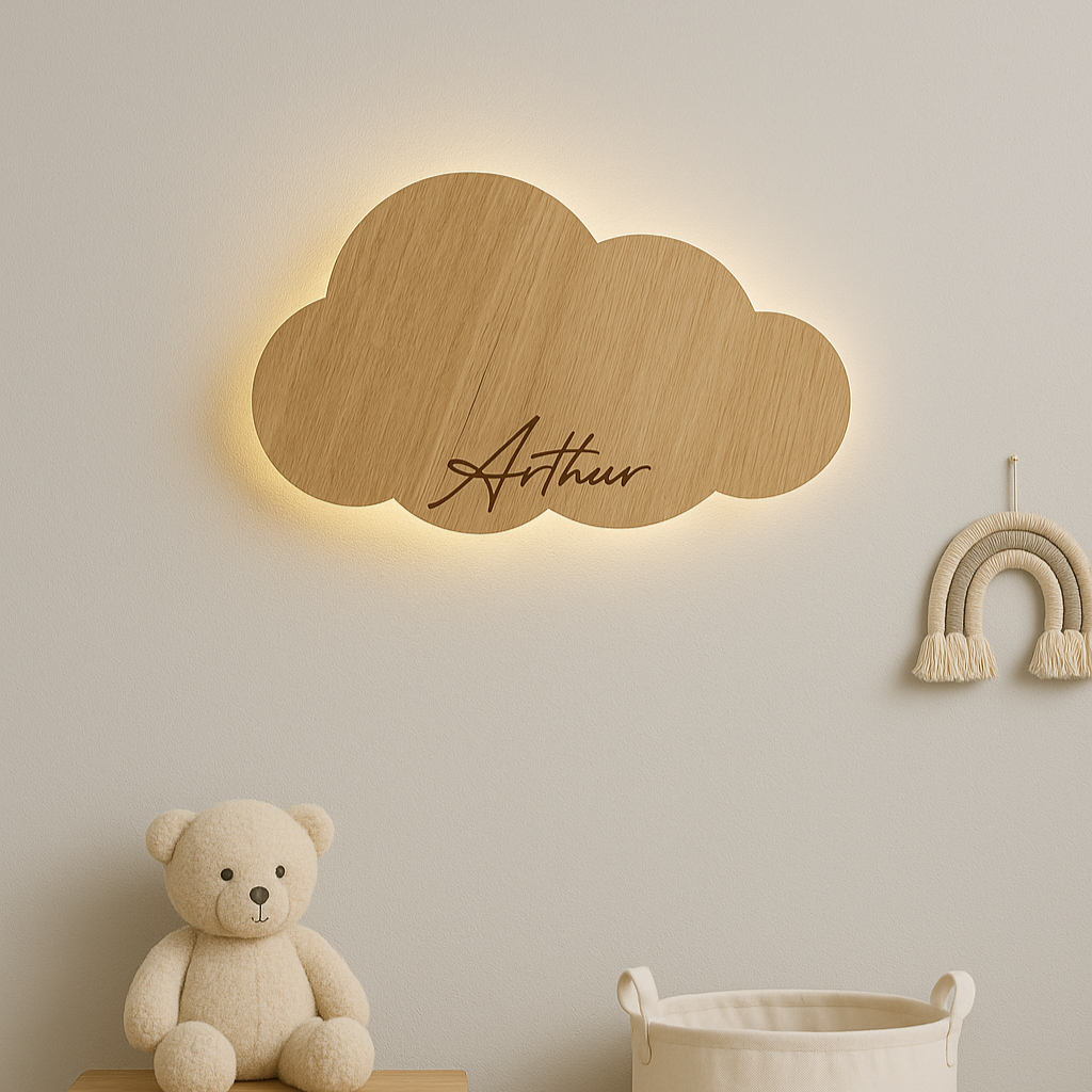 Kinderlamp – Wolk met naam – 35×20 cm