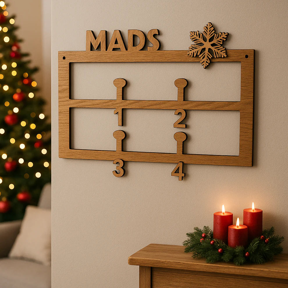 Adventskalender - Eikenhout - 54x38 cm