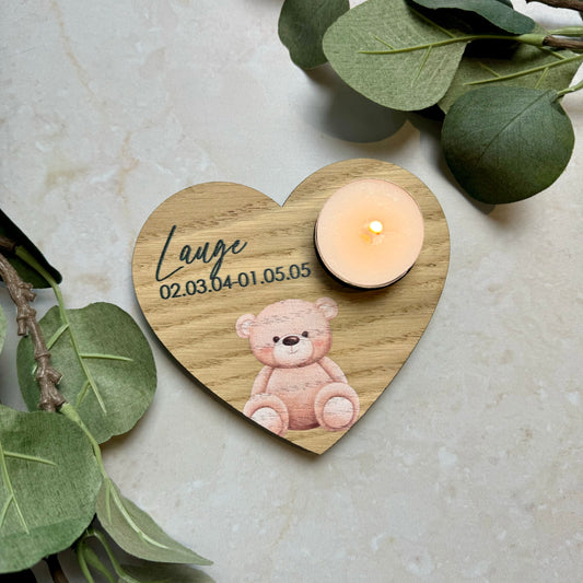 Houder voor waxinelichtje - met naam - 12x10 cm