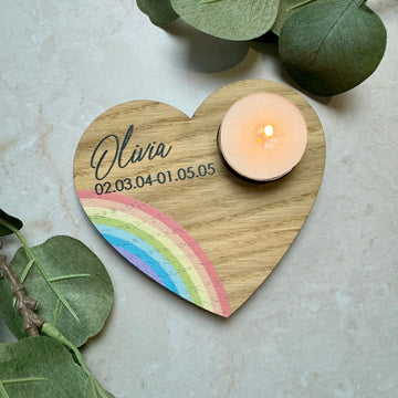 Houder voor waxinelichtje - met naam - 12x10 cm