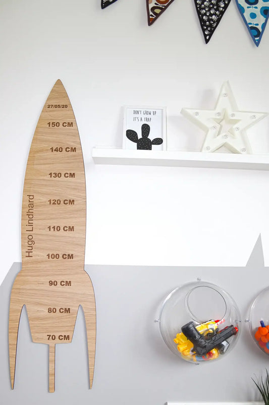 Groeimeter met naam - Raket - 120×32 cm