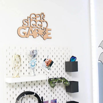 Eat Sleep Game - Wanddecoratie - 28×21 cm