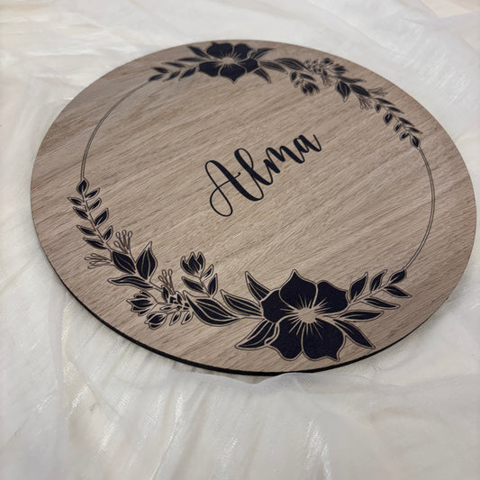 Kinderlamp – Bloemen met naam – Ø26 cm