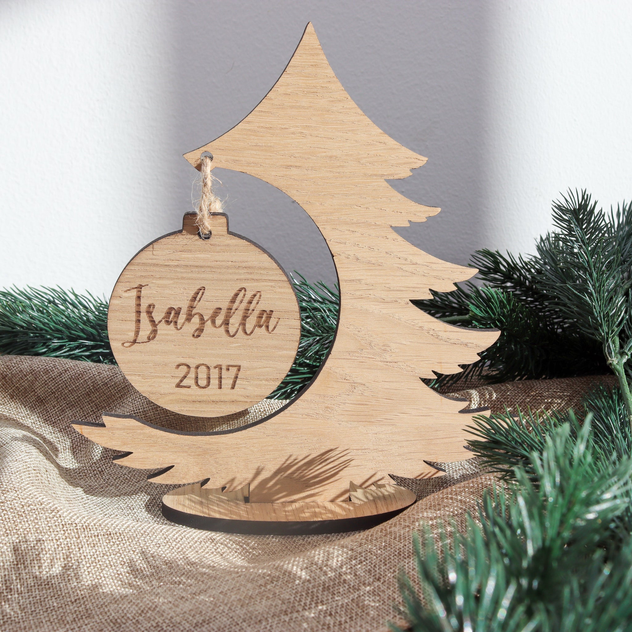 Kerstversiering met persoonlijke tekst - 20 cm