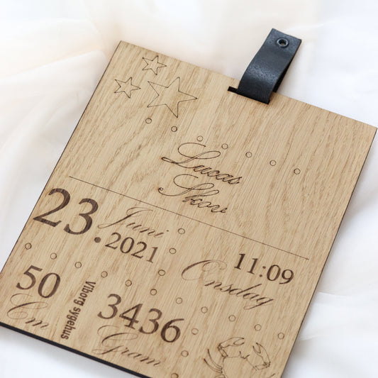 Geboortebord met een persoonlijke tekst - 20×26 cm