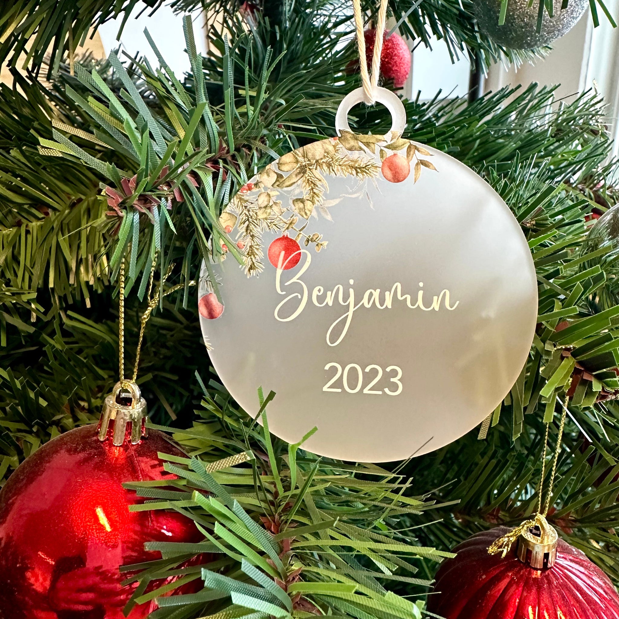 Kerstbal - Naam & Datum - Ø8 cm