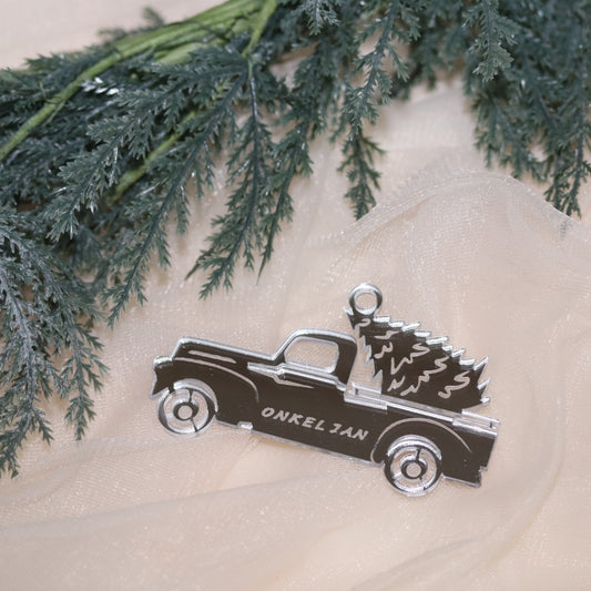 Kerstbal - Auto met kerstboom