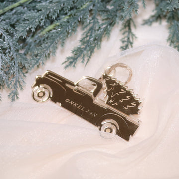 Kerstbal - Auto met kerstboom