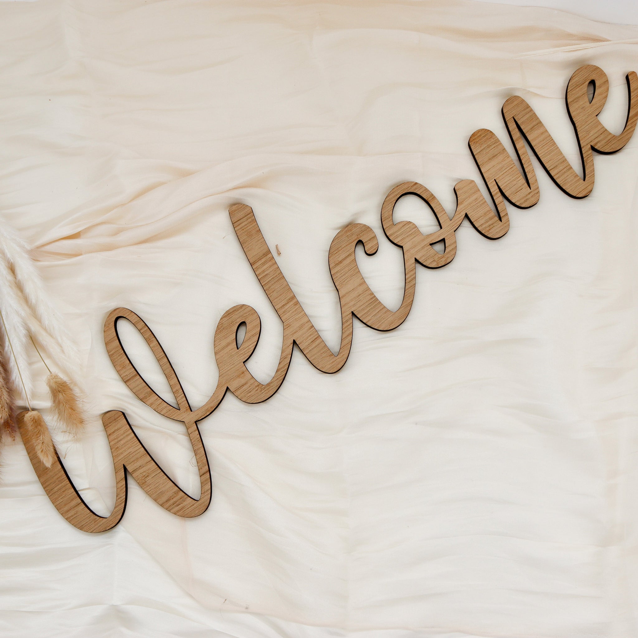 Wanddecoratie - Welkom - Eikenhout - 60×19 cm