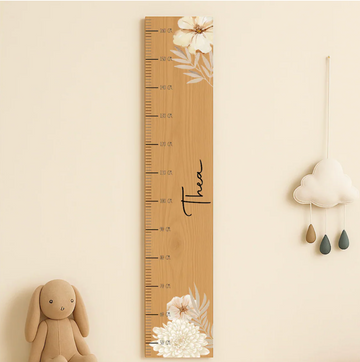 Groeimeter met naam - Bloemen - 120×20 cm