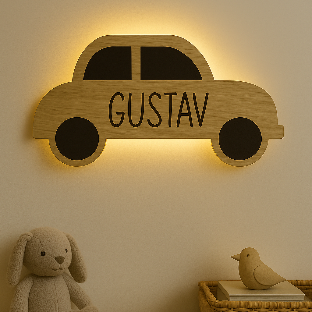 Kinderlamp – Auto met naam – 42×28 cm
