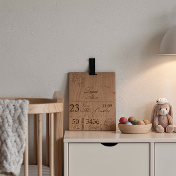 Geboortebord met een persoonlijke tekst - 20×26 cm