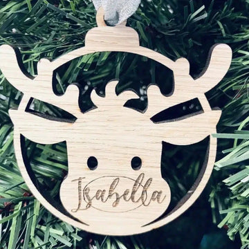 Kerstbal - Rendier 12x11 cm.