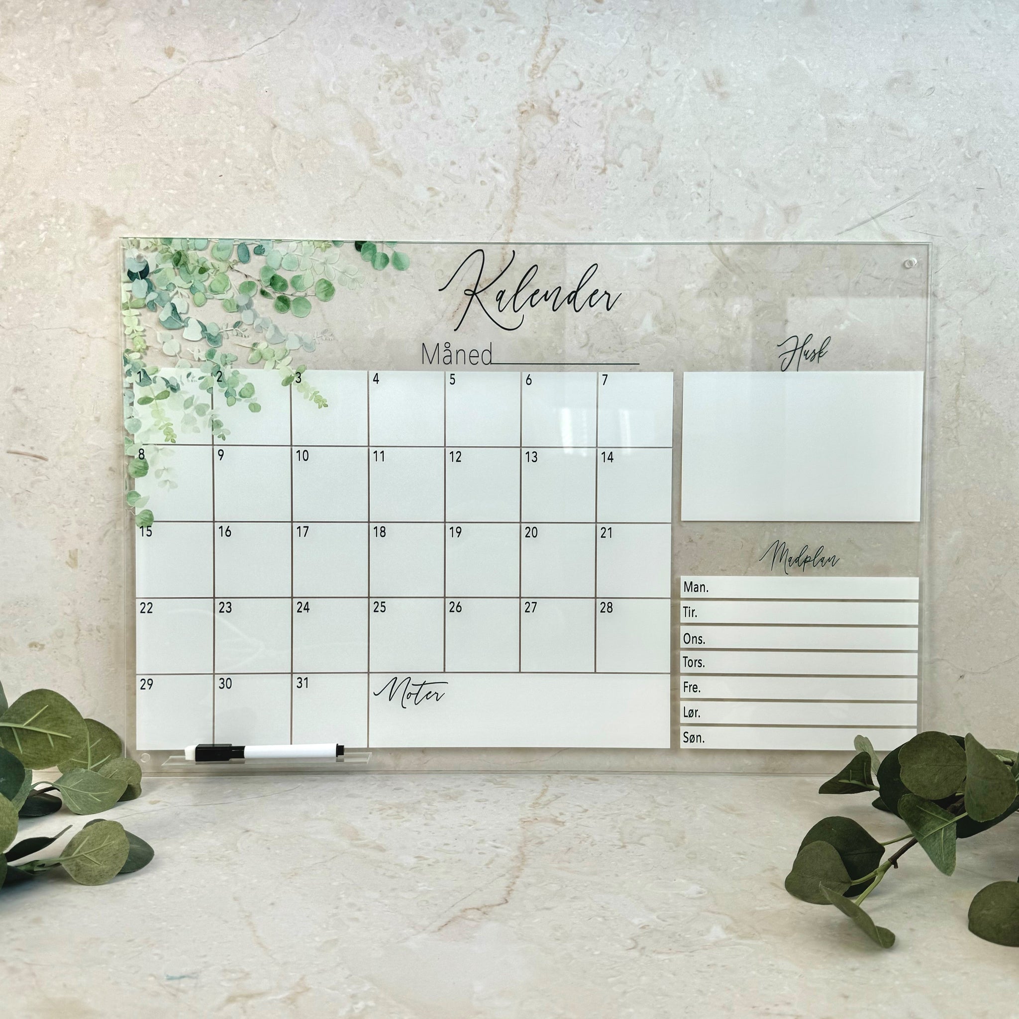 Kalender met weekmenu - Eucalyptus - 60×40 cm